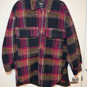 Zara Multicolor Plaid Wool Blend Shacket (runs oversized)